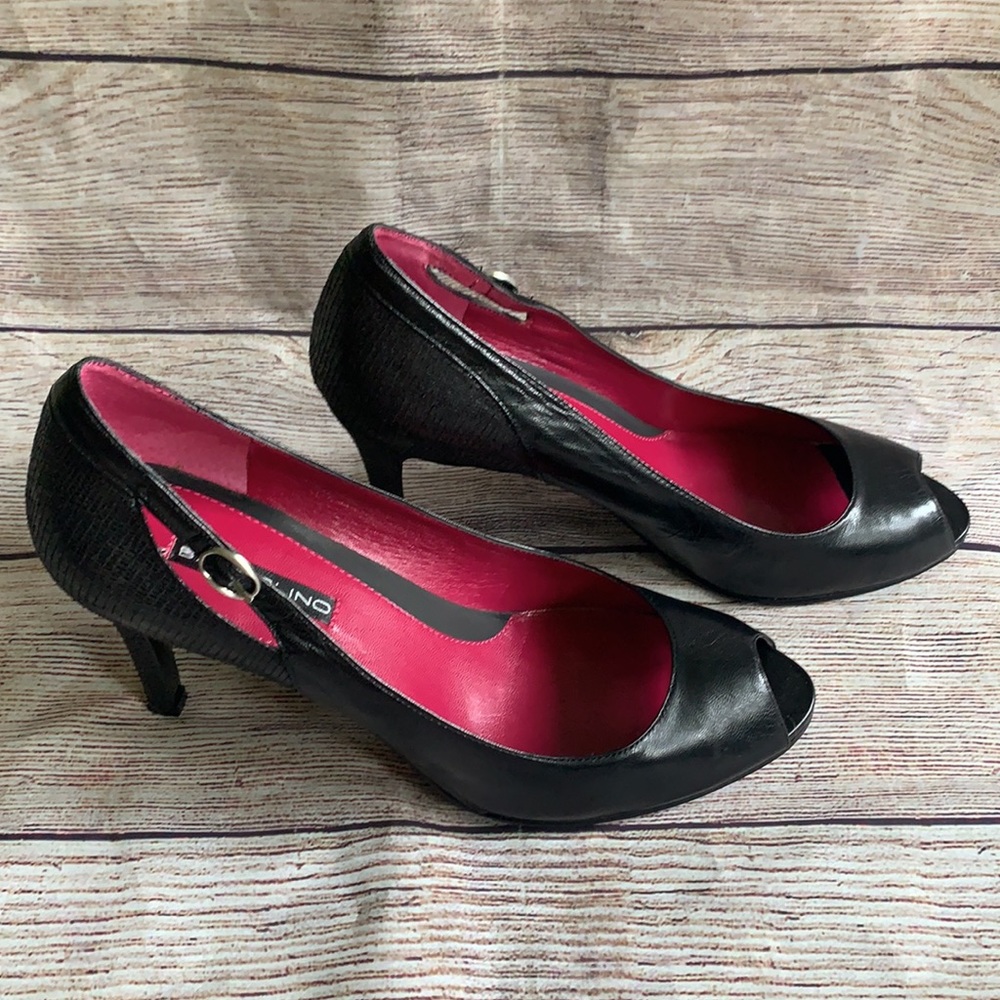 BANDOLINO Black Peep Toe Pumps 8.5